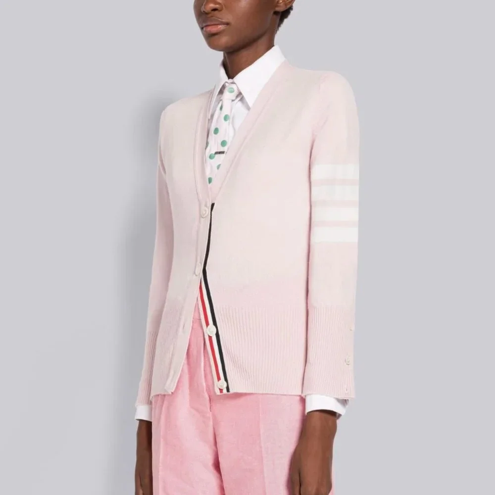 Thom Browne Pink Cashmere Cardigan, size 42 (fits like a fitted size Small). - Picture 1 of 15
